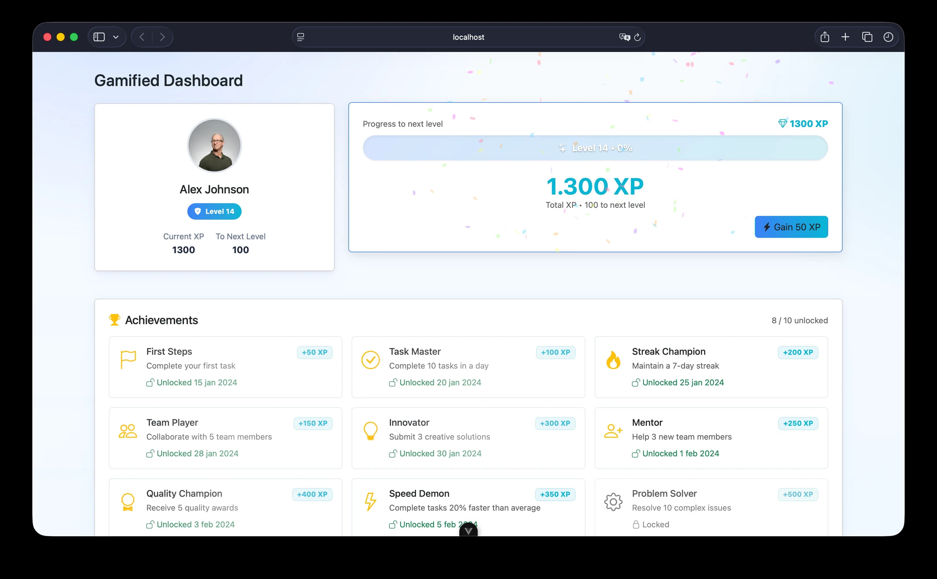 Gamified Dashboard screenshot 3